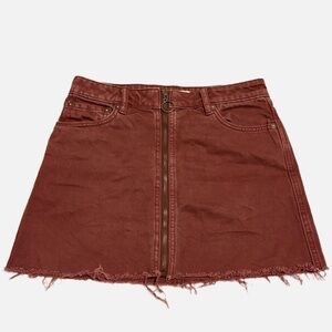 Free People We The‎ Free Mauve Denim Zip Up Mini Skirt Size 25